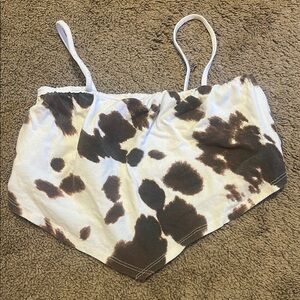Brown and White Tie-Dye Crop Top